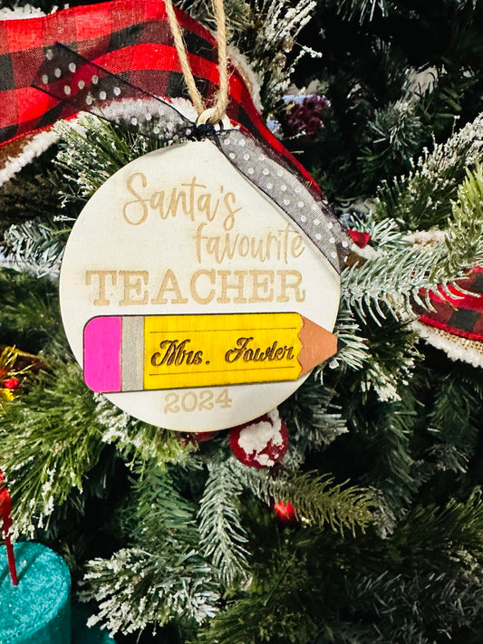 Santa's Favorite Teacher Ornament