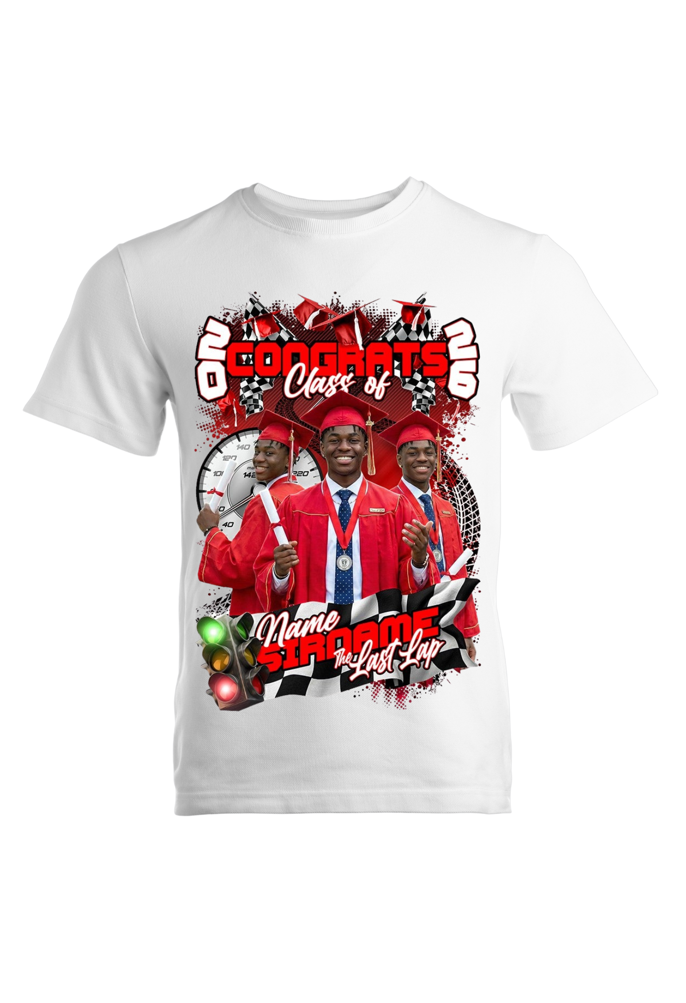 Graduation Center Print (100% Polyester White Only)